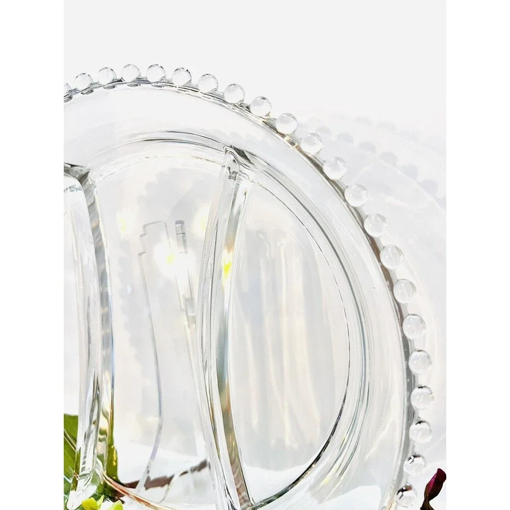 Imperial Glass Candlewick Divided Relish Tray 10” 3 Section Serving Dish VTG